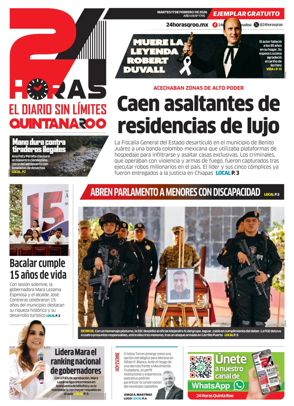 Portada de 24 Horas Quintana Roo