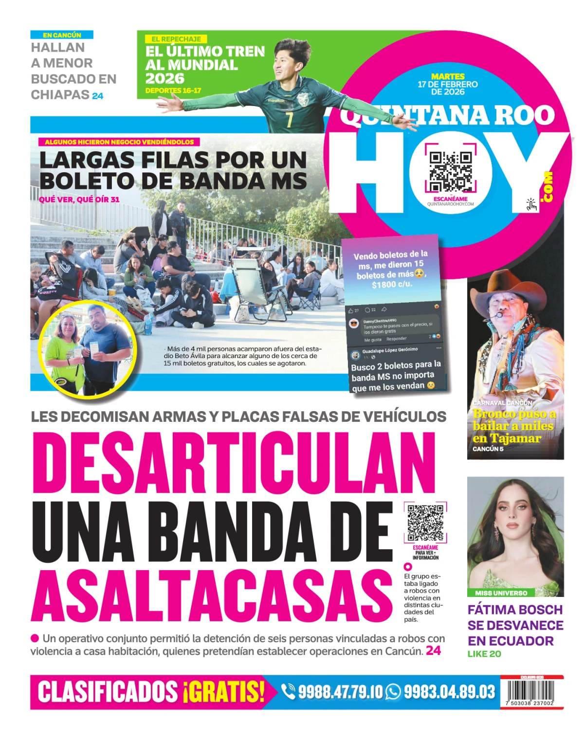 Portada de Quintana Roo Hoy (contraportada)