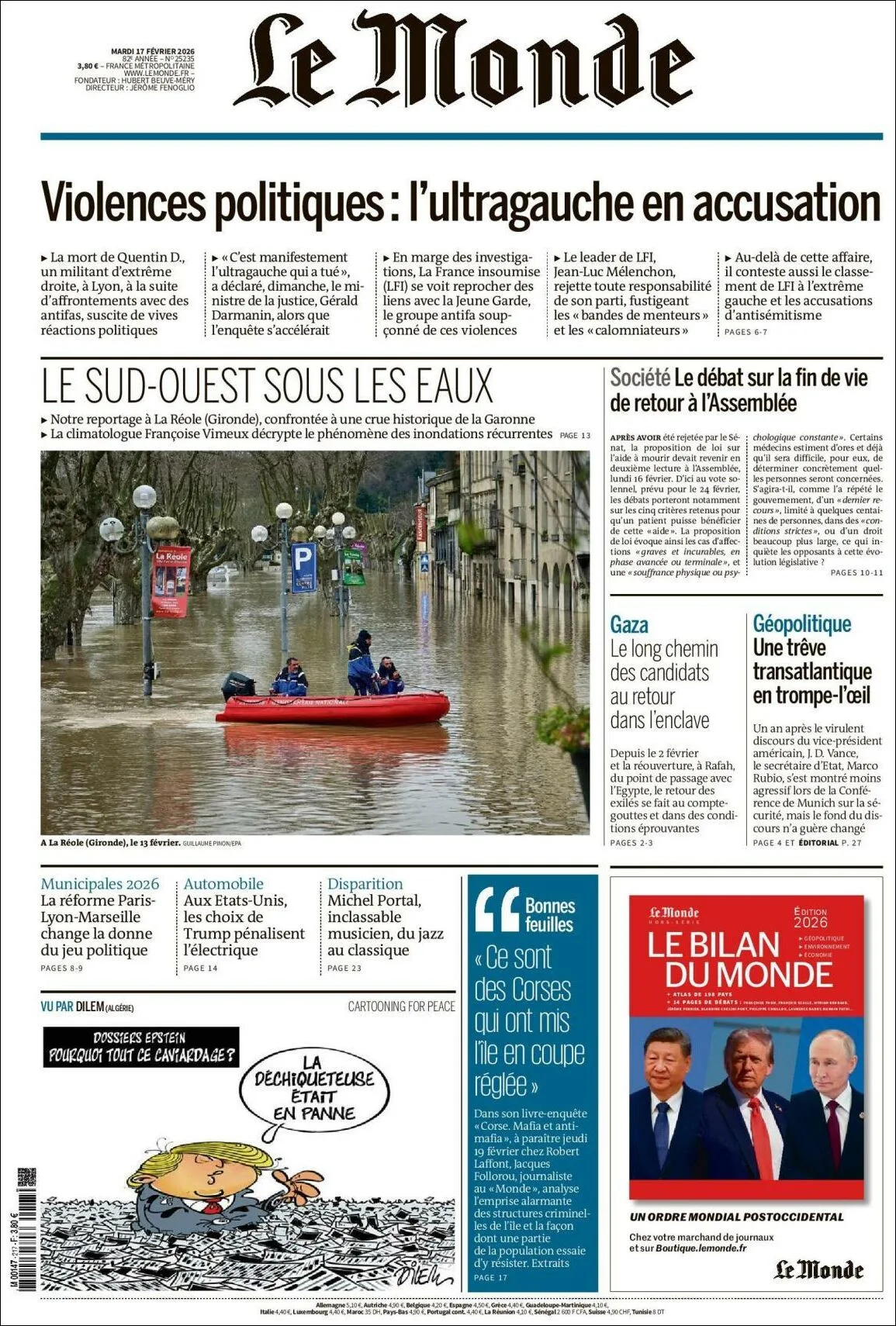 Portada de Le Monde del martes, 17 de febrero de 2026