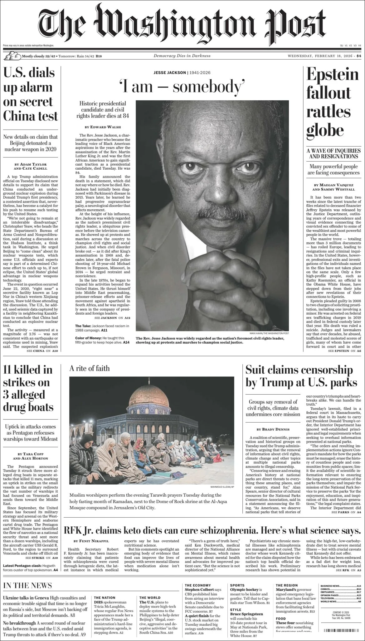 Portada de The Washington Post