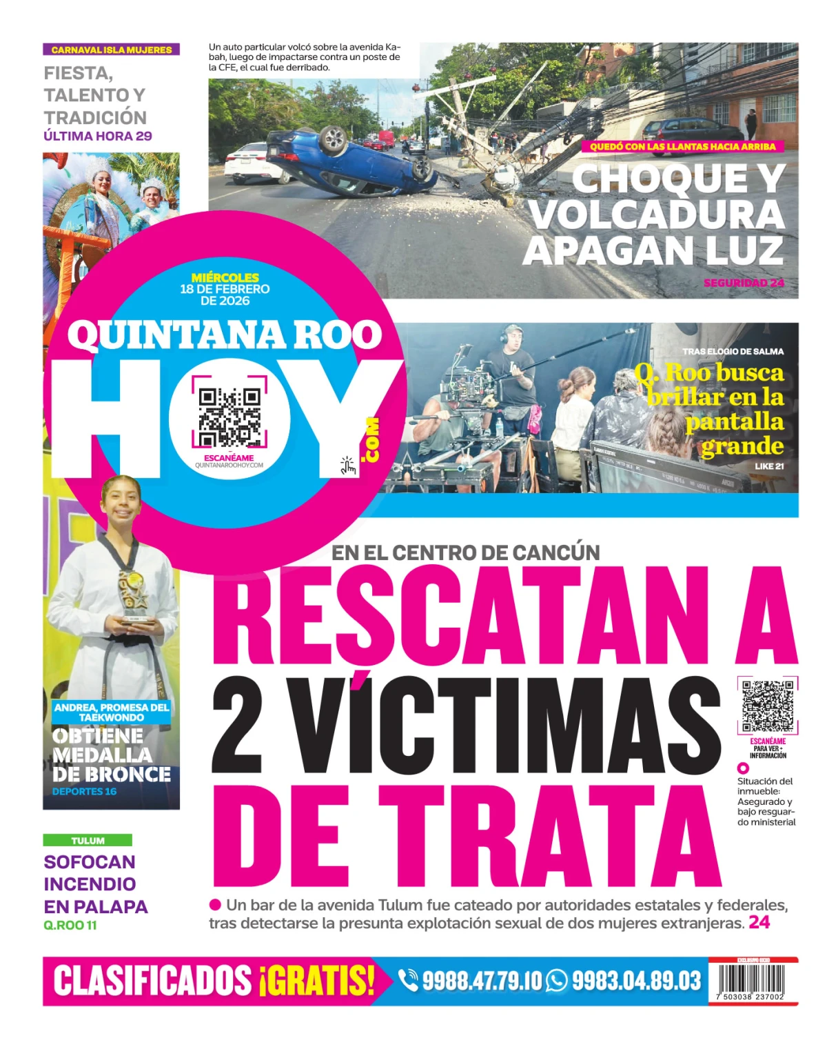 Portada de Quintana Roo Hoy (contraportada)