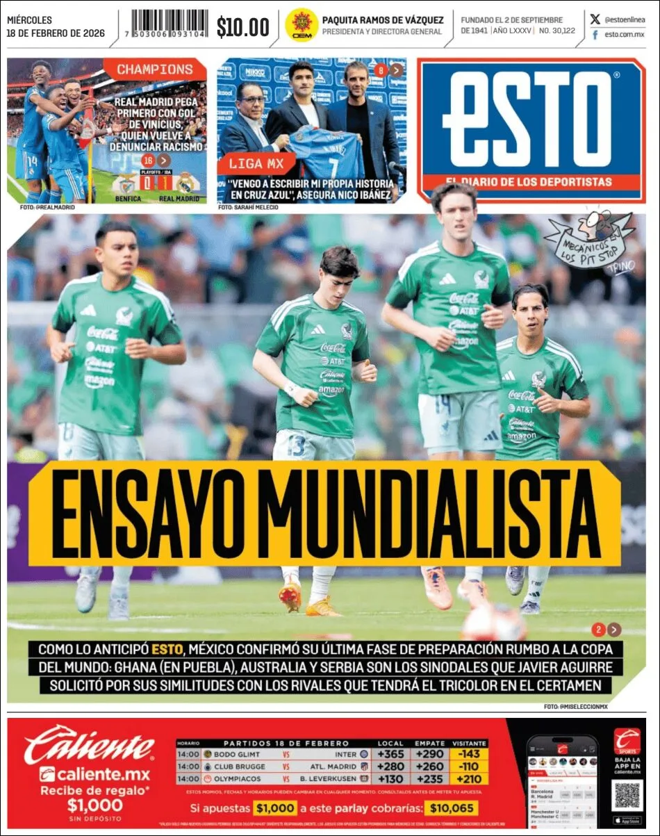 Portada de Esto del miércoles, 18 de febrero de 2026