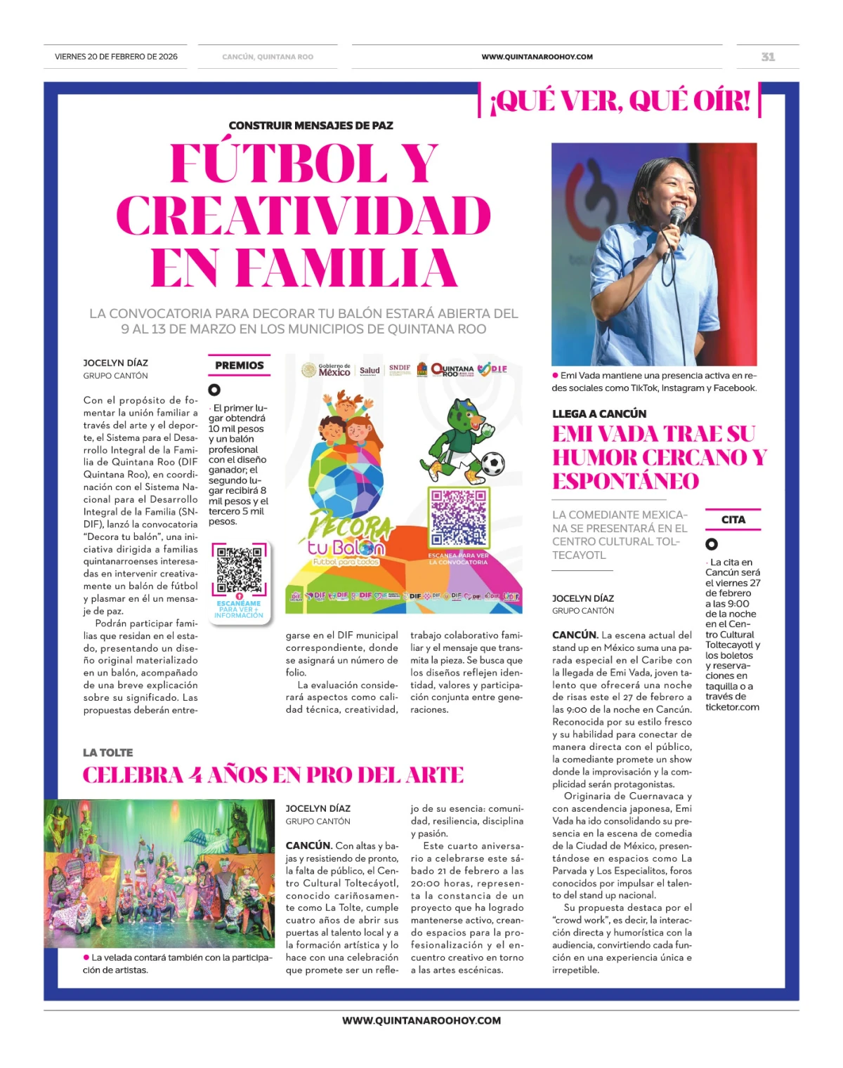 Portada de Quintana Roo Hoy (contraportada)
