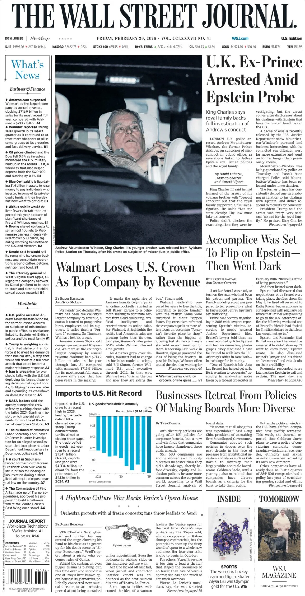 Portada de The Wall Street Journal