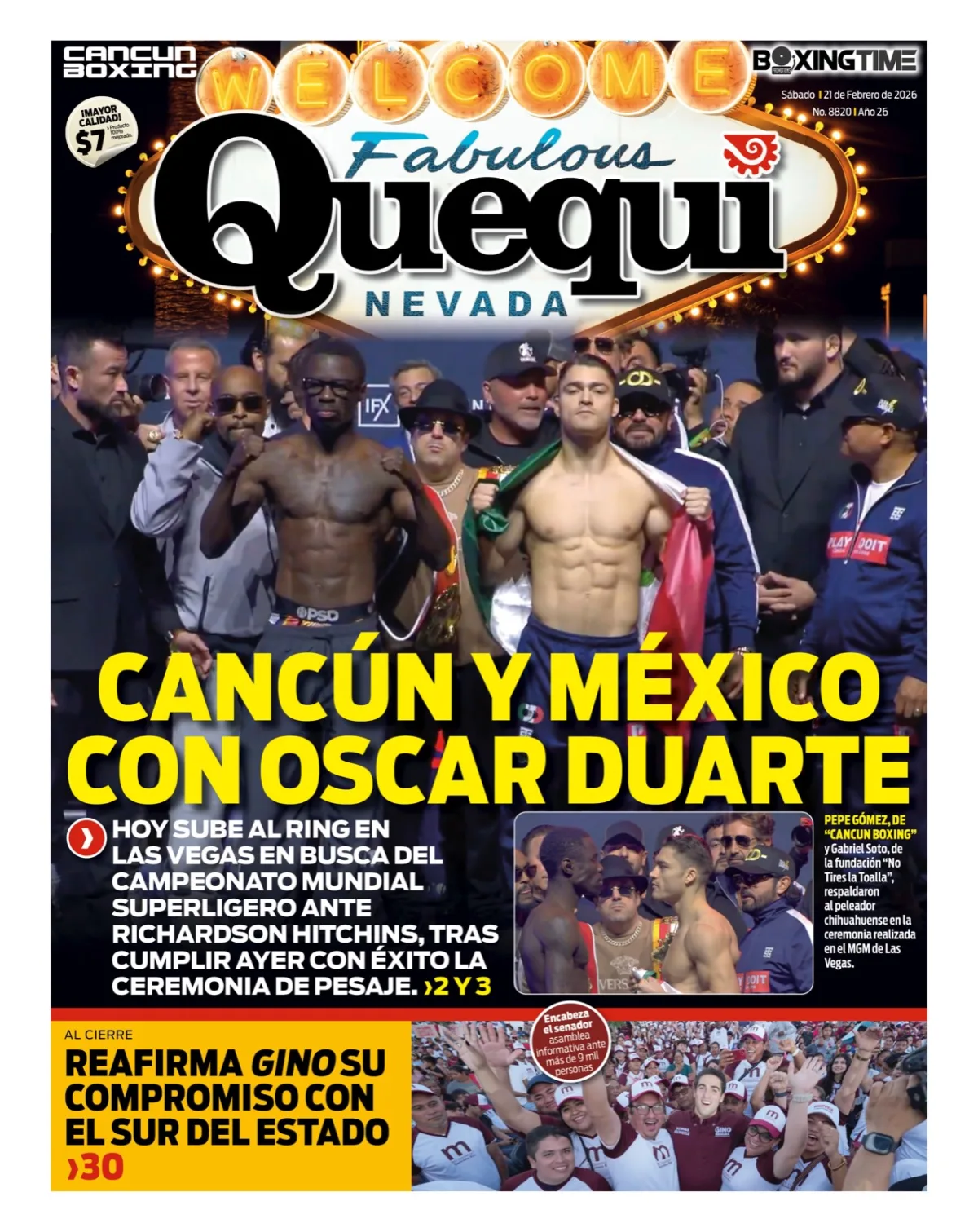 Portada de Quequi del sábado, 21 de febrero de 2026