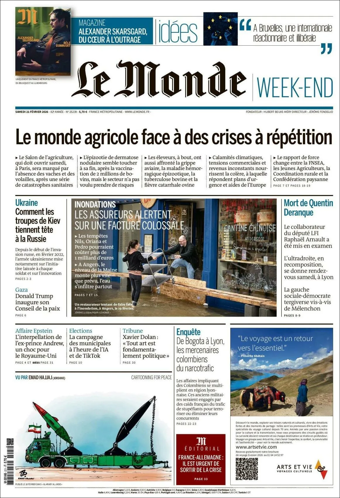Portada de Le Monde del sábado, 21 de febrero de 2026