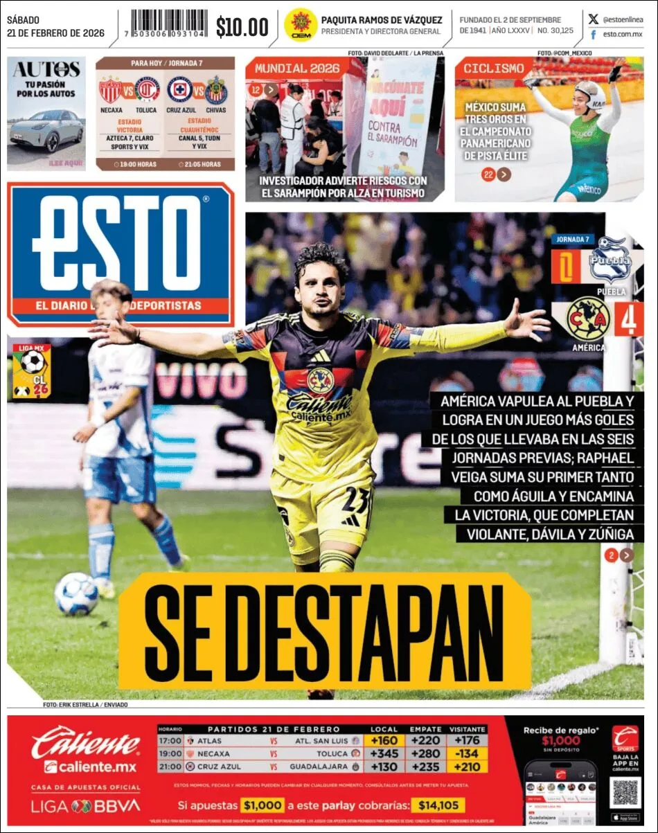 Portada de Esto del sábado, 21 de febrero de 2026