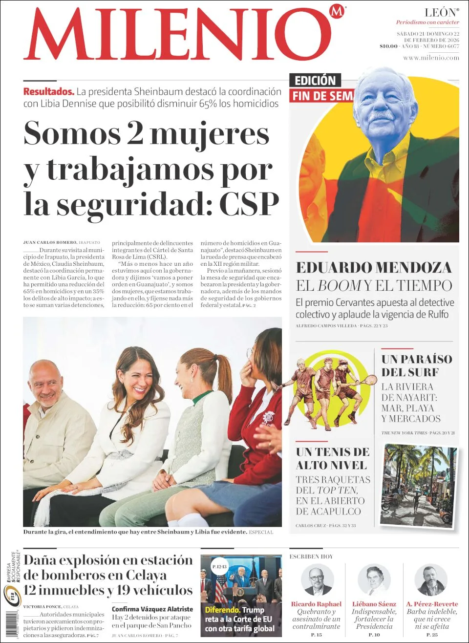 Portada de Milenio Leon del sábado, 21 de febrero de 2026