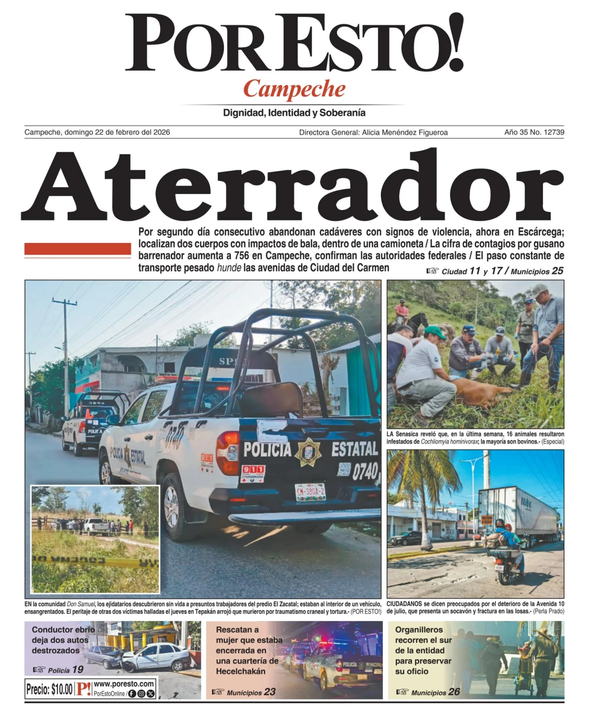 Portada de Por Esto (campeche) del domingo, 22 de febrero de 2026