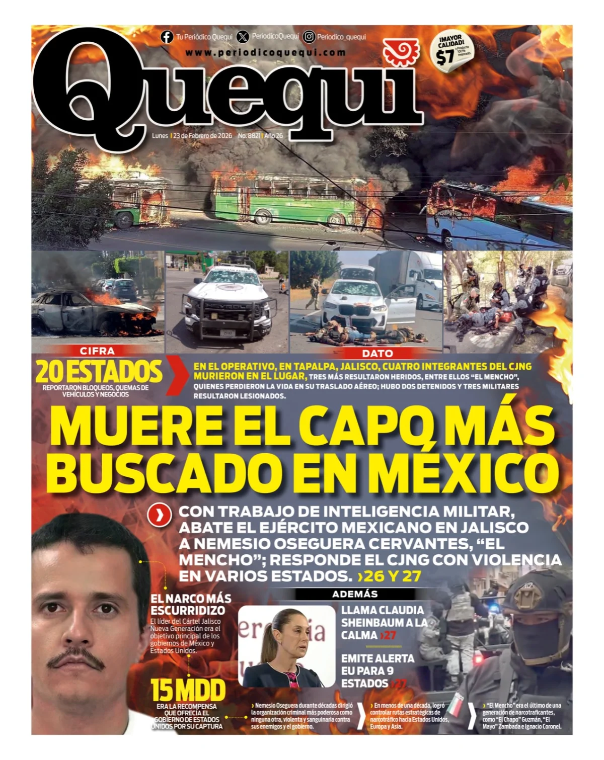 Portada de Quequi del lunes, 23 de febrero de 2026