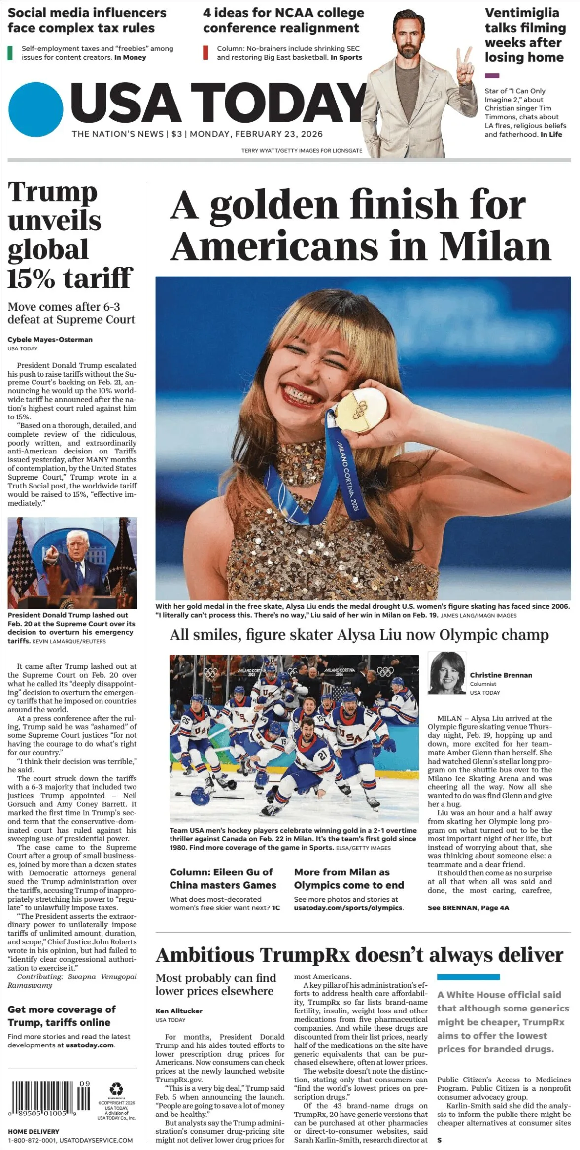 Portada de Usa Today