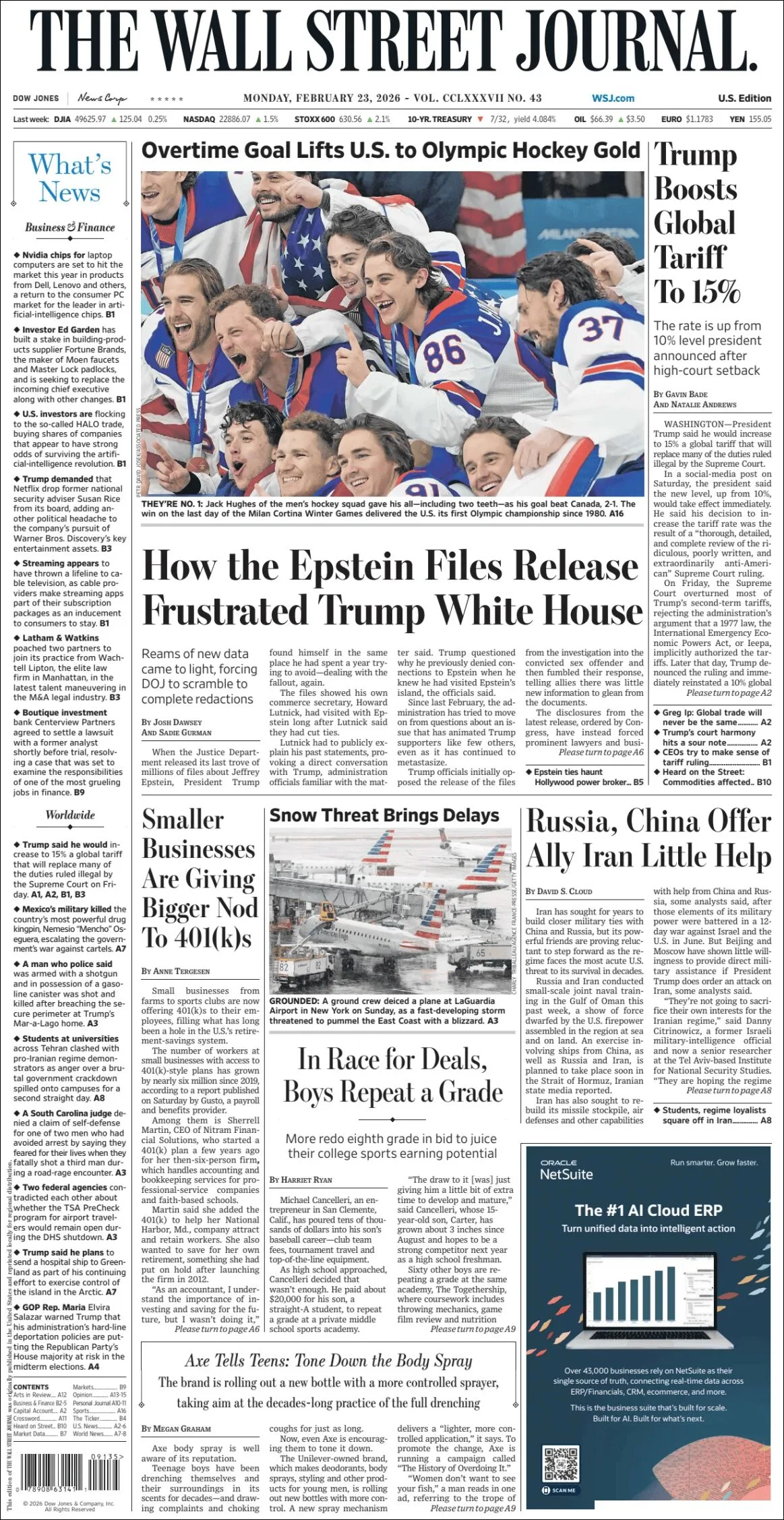 Portada de The Wall Street Journal