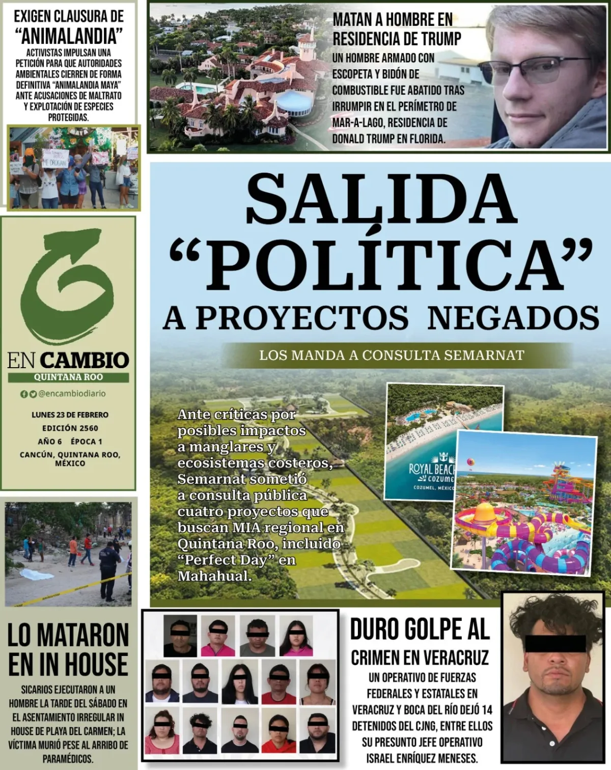Portada de En Cambio - Quintana Roo (contraportada) del lunes, 23 de febrero de 2026