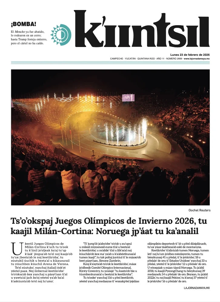 Portada de La Jornada - Kiintsil del lunes, 23 de febrero de 2026