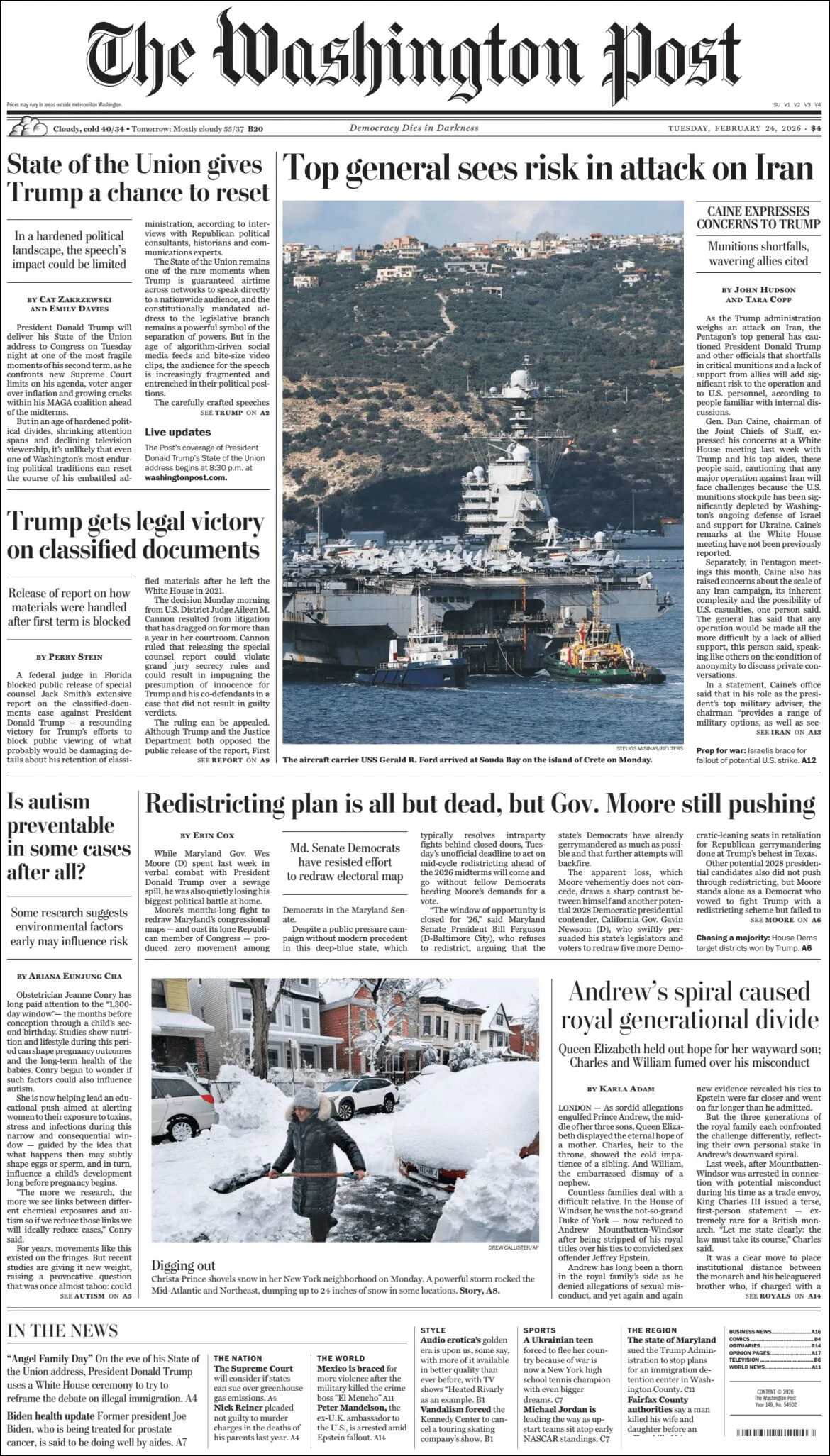 Portada de The Washington Post del martes, 24 de febrero de 2026