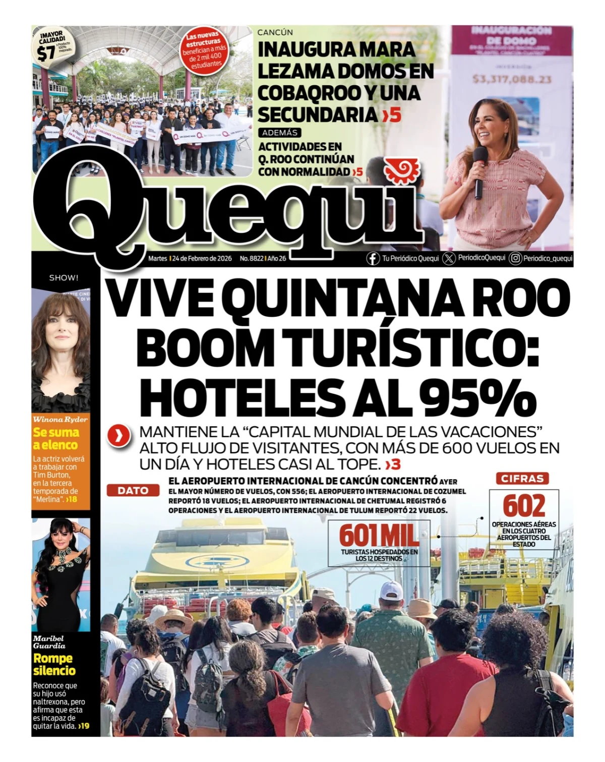 Portada de Quequi del martes, 24 de febrero de 2026