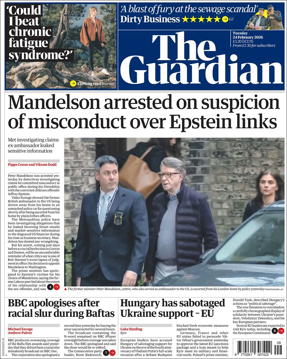 Portada de The Guardian (reino Unido) del martes, 24 de febrero de 2026