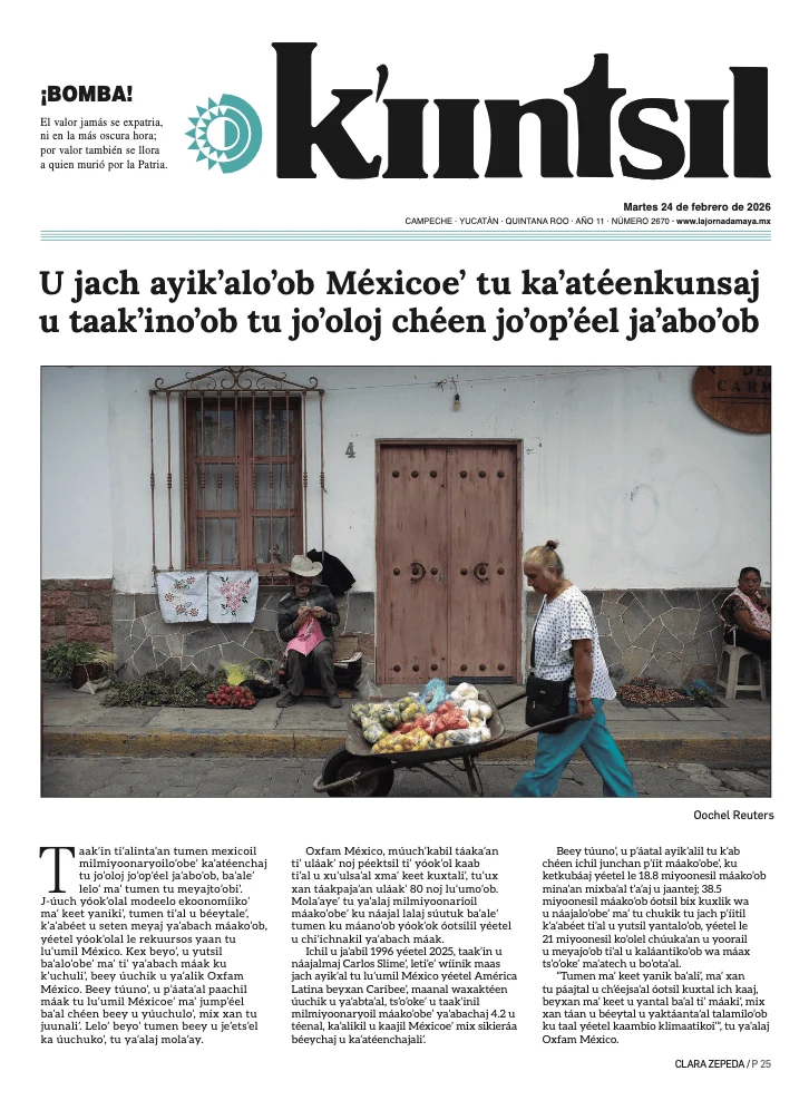 Portada de La Jornada - Kiintsil del martes, 24 de febrero de 2026