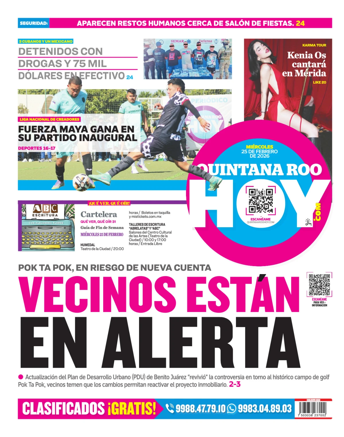 Portada de Quintana Roo Hoy (contraportada)