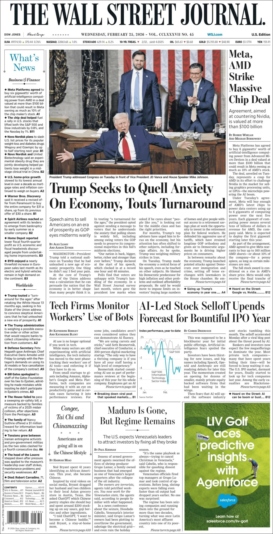 Portada de The Wall Street Journal