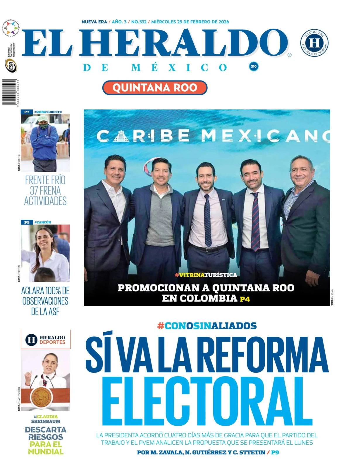 Portada de El Heraldo de Mexico - Quintana Roo
