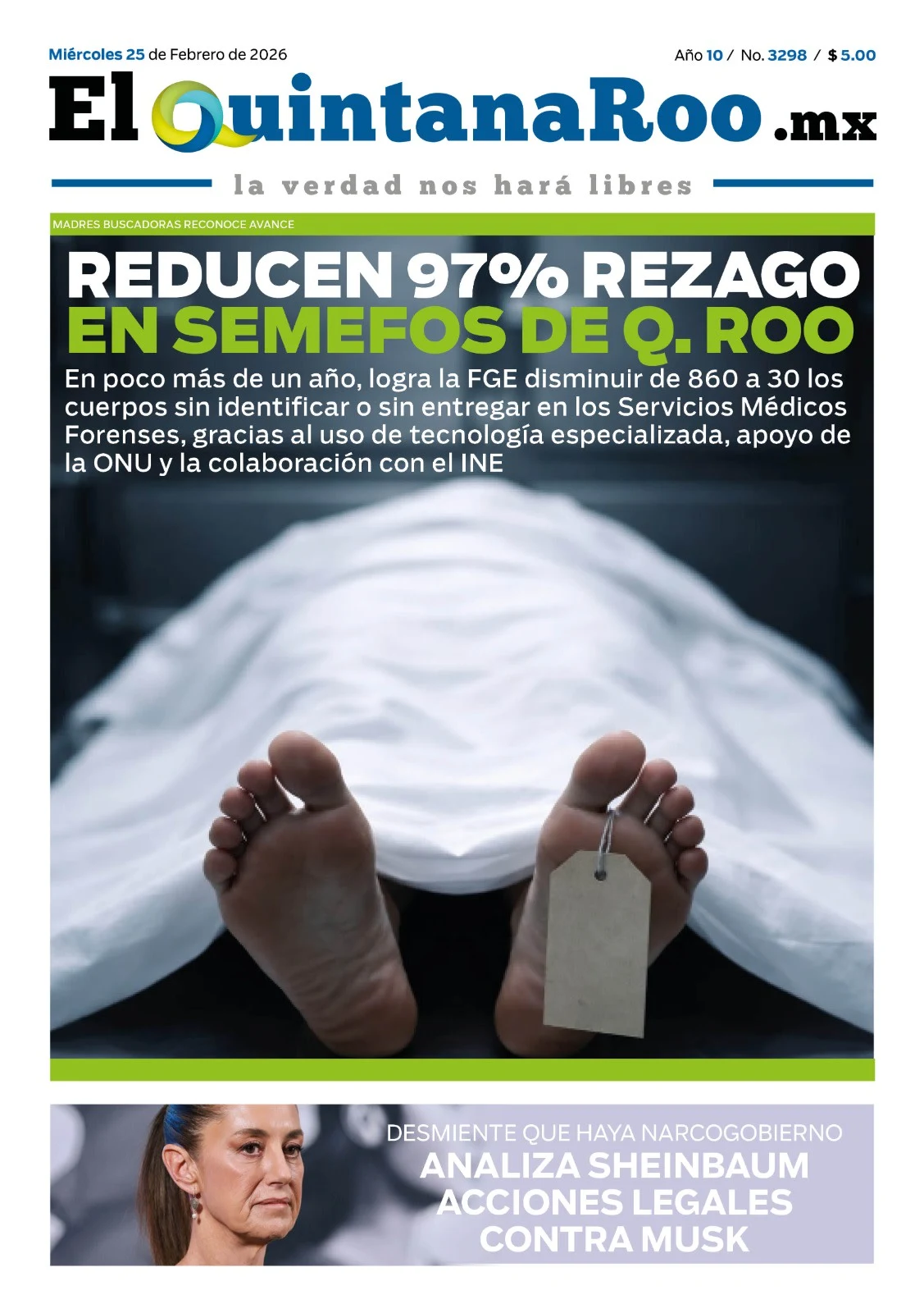 Portada de El Quintana Roo (portada) del 2026-02-25