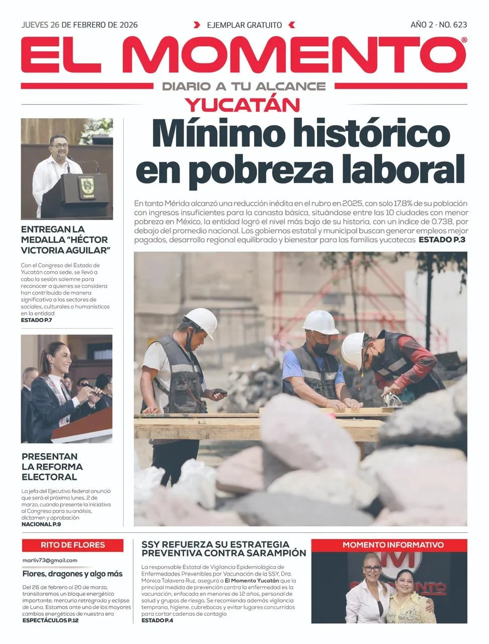 Portada de El Momento Yucatan del jueves, 26 de febrero de 2026