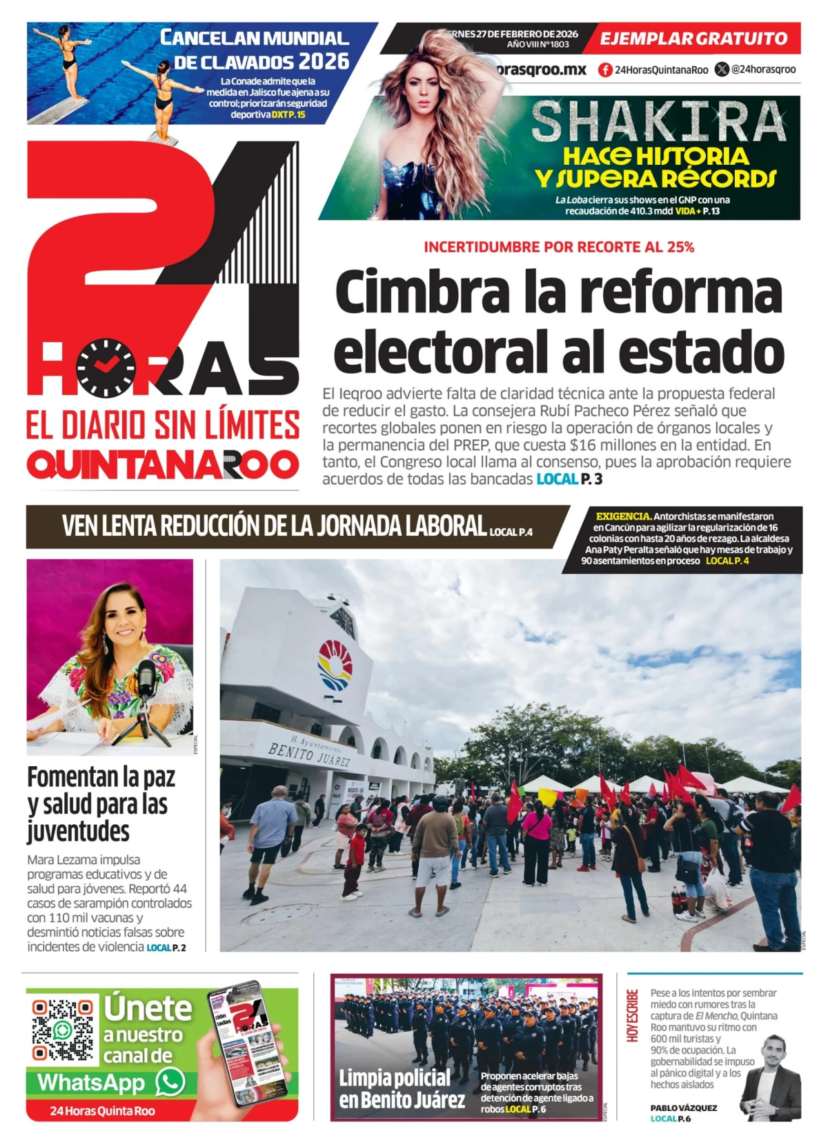 Portada de 24 Horas Quintana Roo