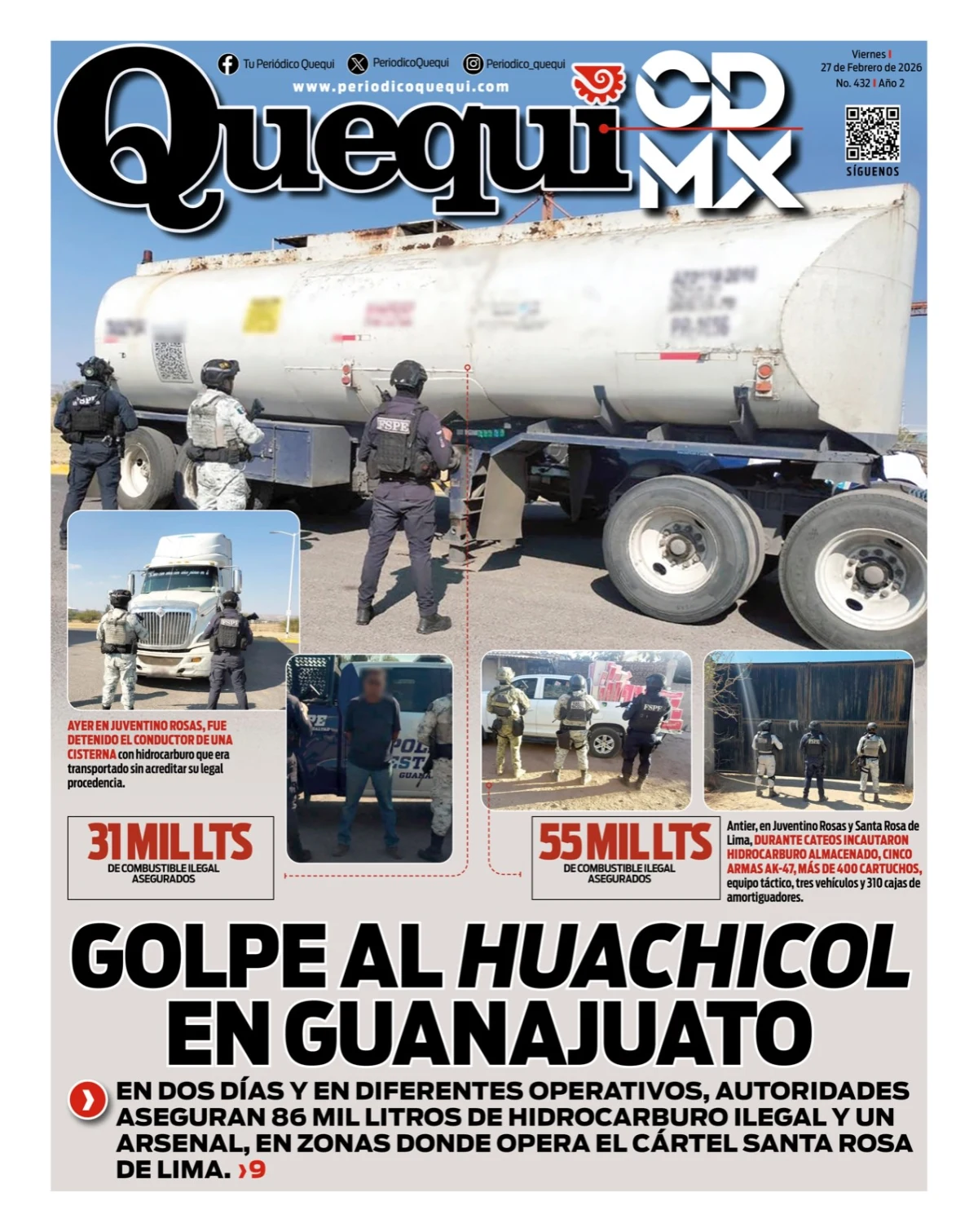 Portada de Quequi CDMX del viernes, 27 de febrero de 2026