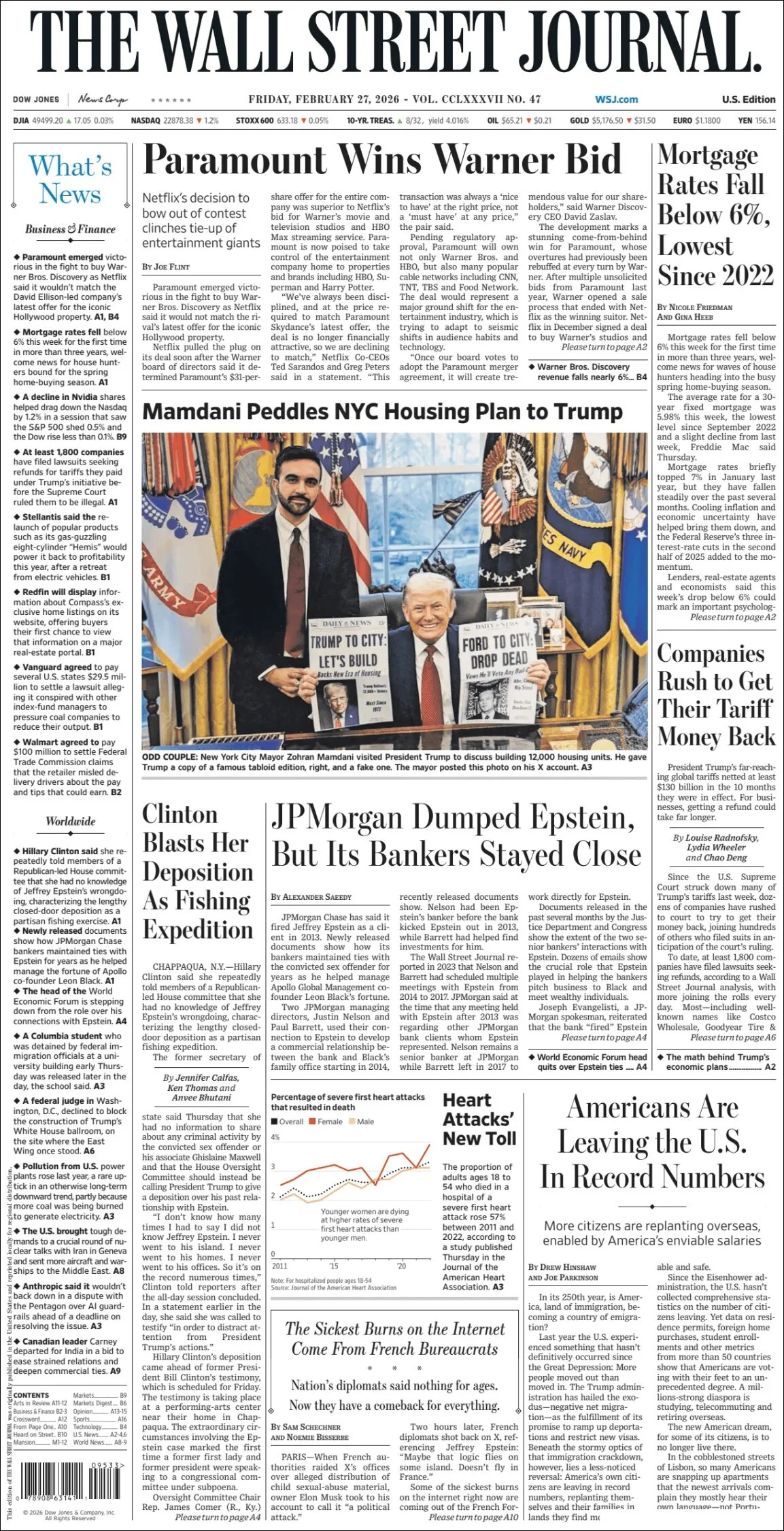 Portada de The Wall Street Journal