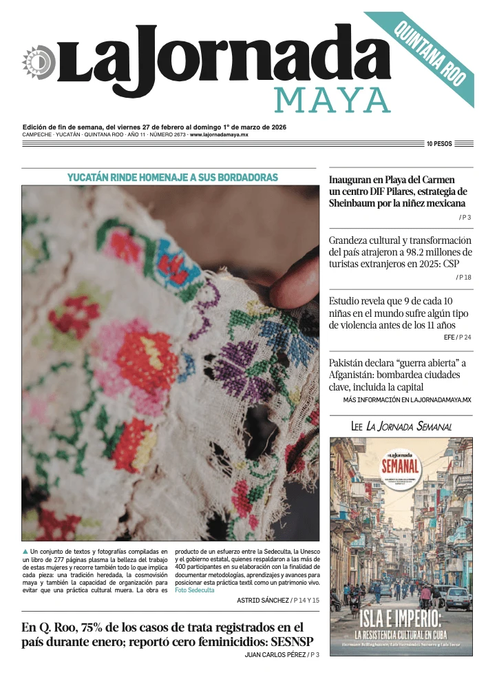 Portada de La Jornada Maya Quintana Roo del viernes, 27 de febrero de 2026