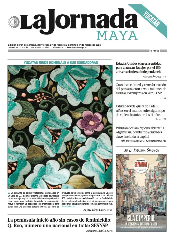 Portada de La Jornada Maya Yucatán del viernes, 27 de febrero de 2026