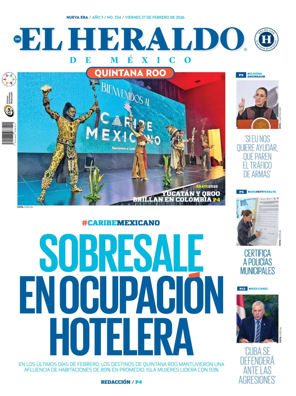 Portada de El Heraldo de Mexico - Quintana Roo