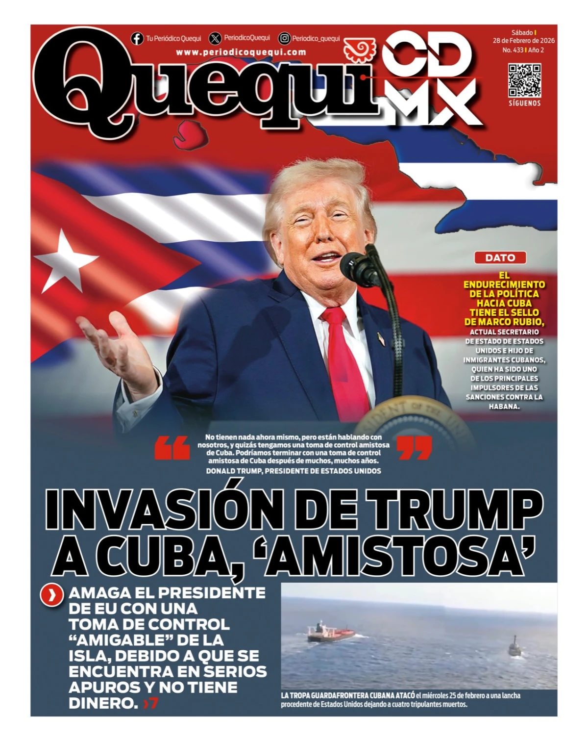 Portada de Quequi CDMX del sábado, 28 de febrero de 2026