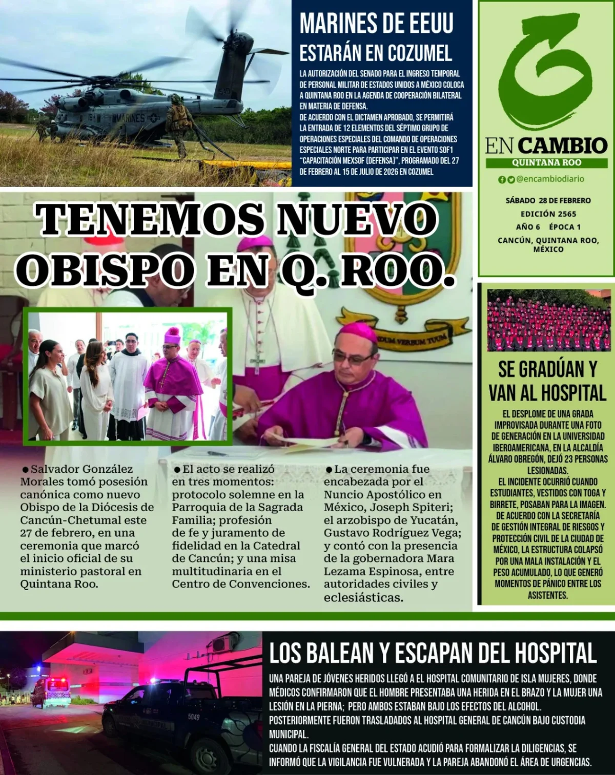 Portada de En Cambio - Quintana Roo (contraportada) del sábado, 28 de febrero de 2026