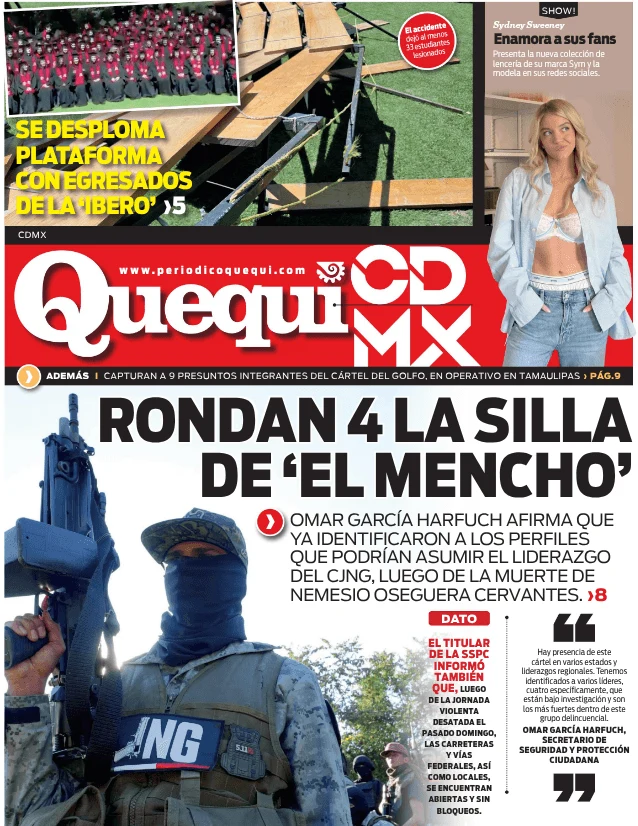 Portada de Quequi CDMX (contraportada) del sábado, 28 de febrero de 2026