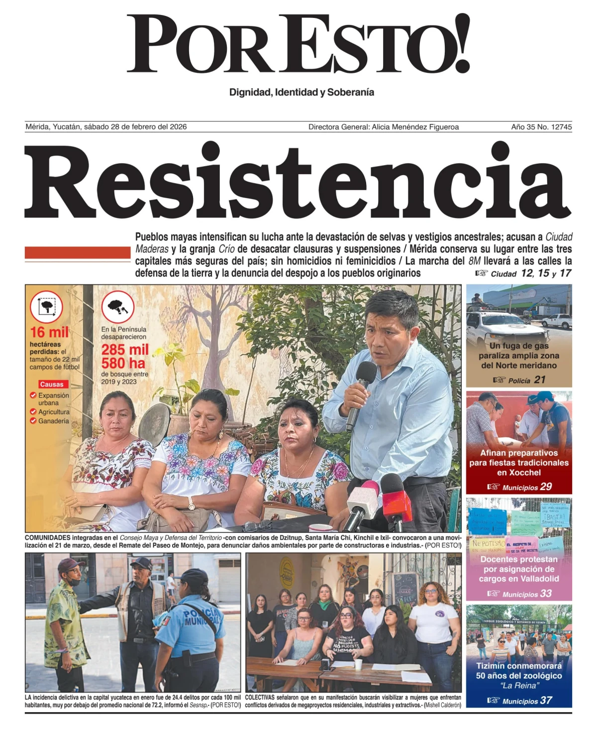 Portada de Por Esto (merida, Yucatan) del sábado, 28 de febrero de 2026