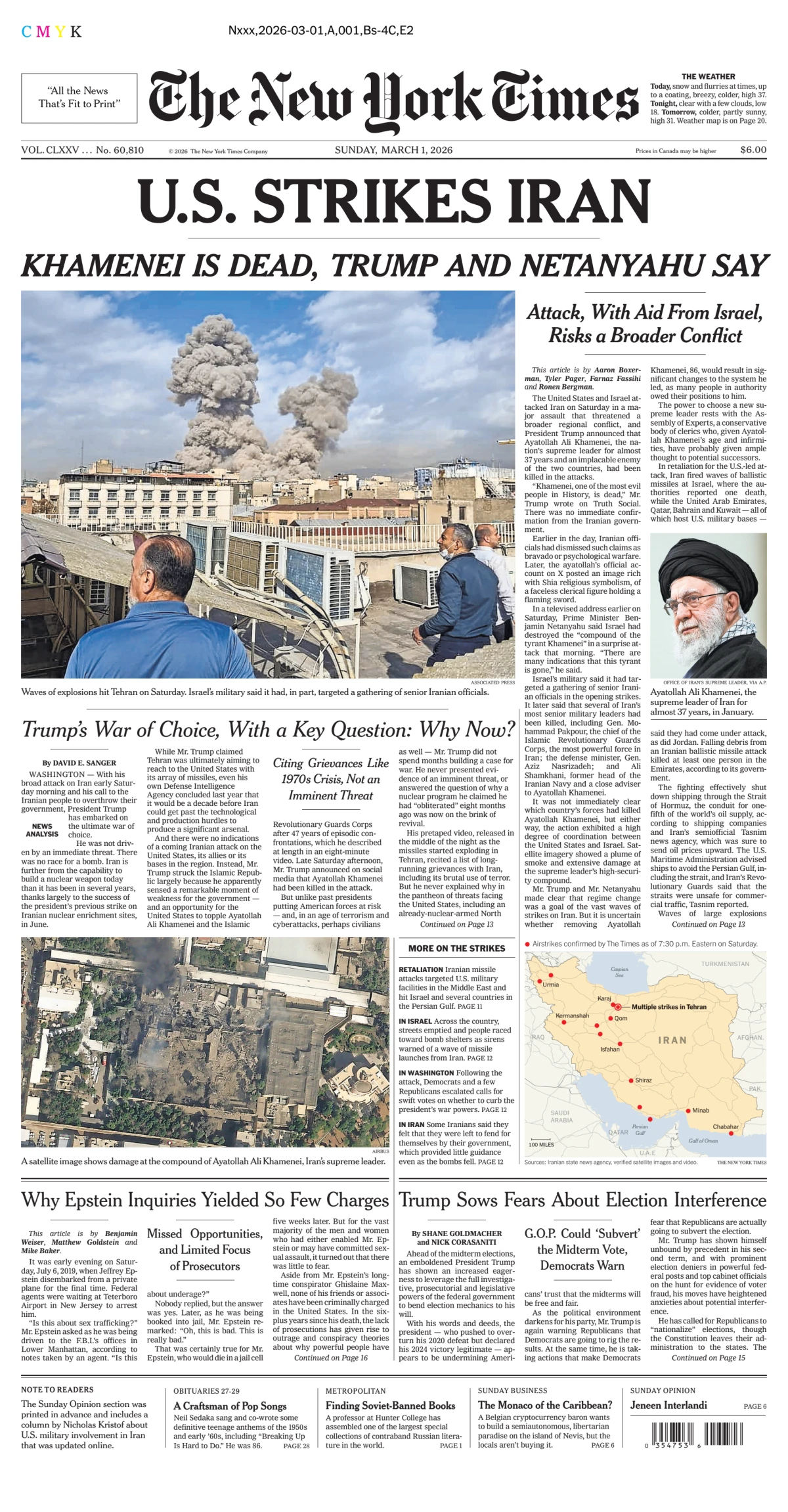 Portada de The New York Times (new York)