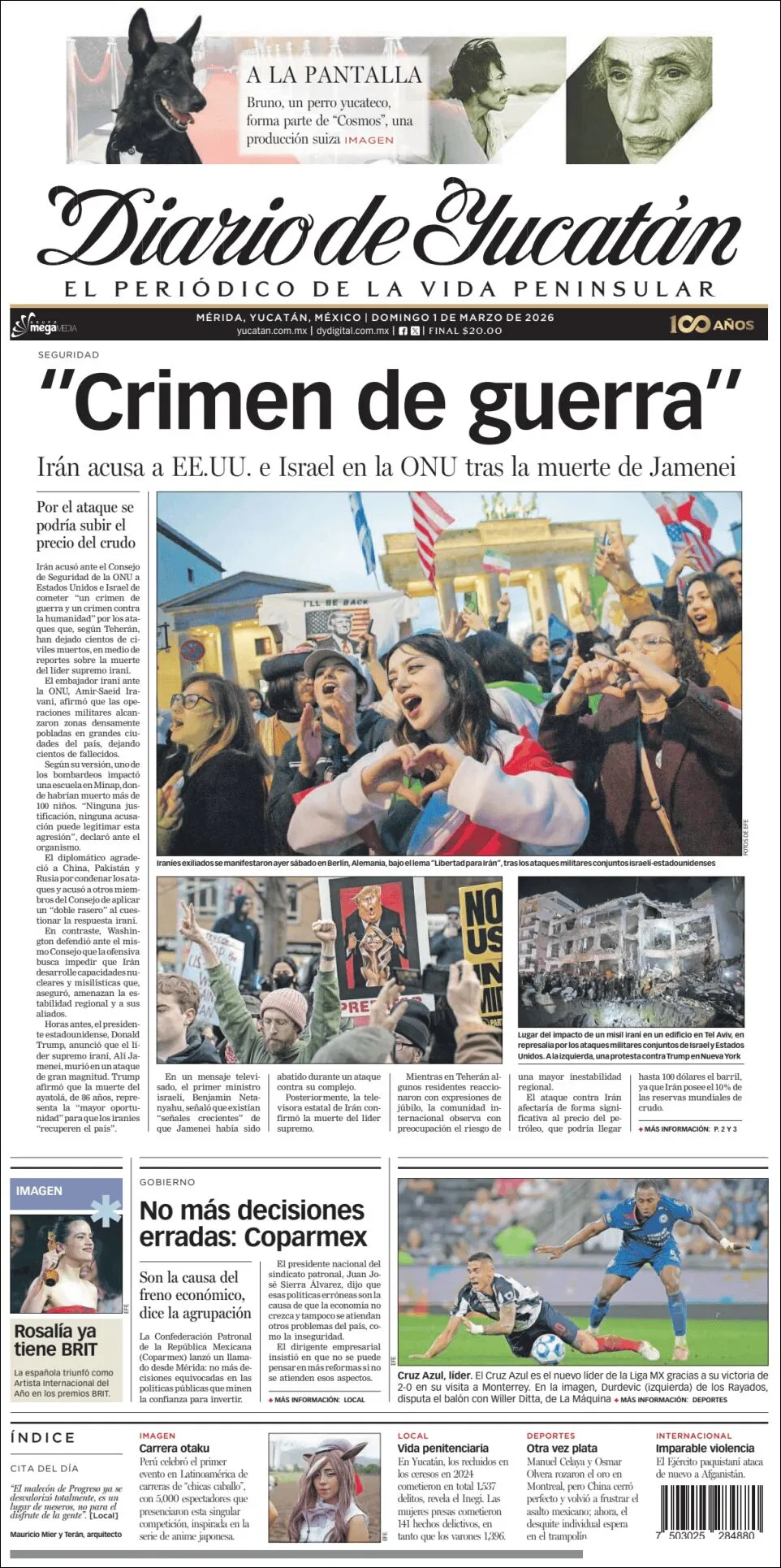 Portada de Diario de Yucatán