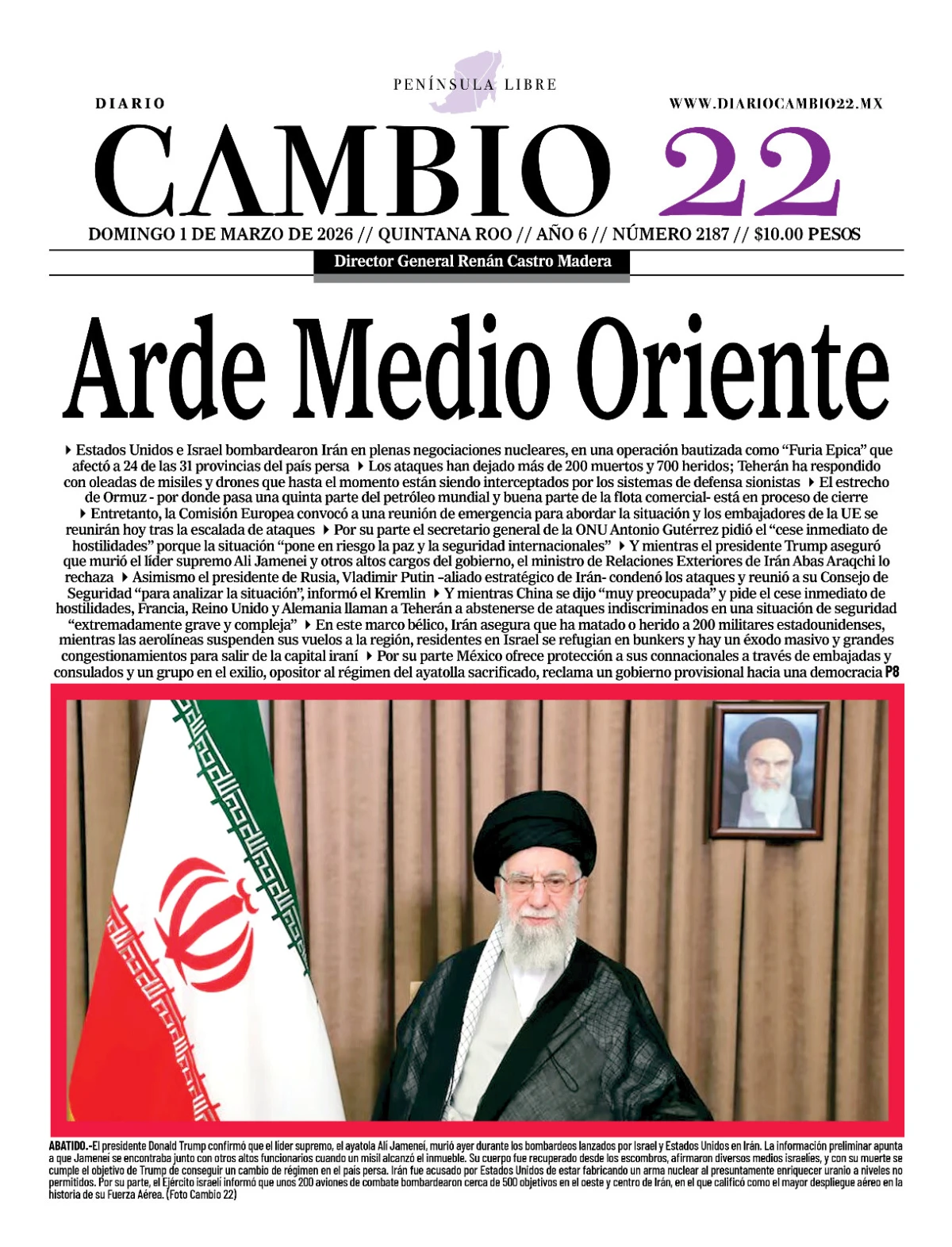 Portada de Diario Cambio 22 (contraportada)