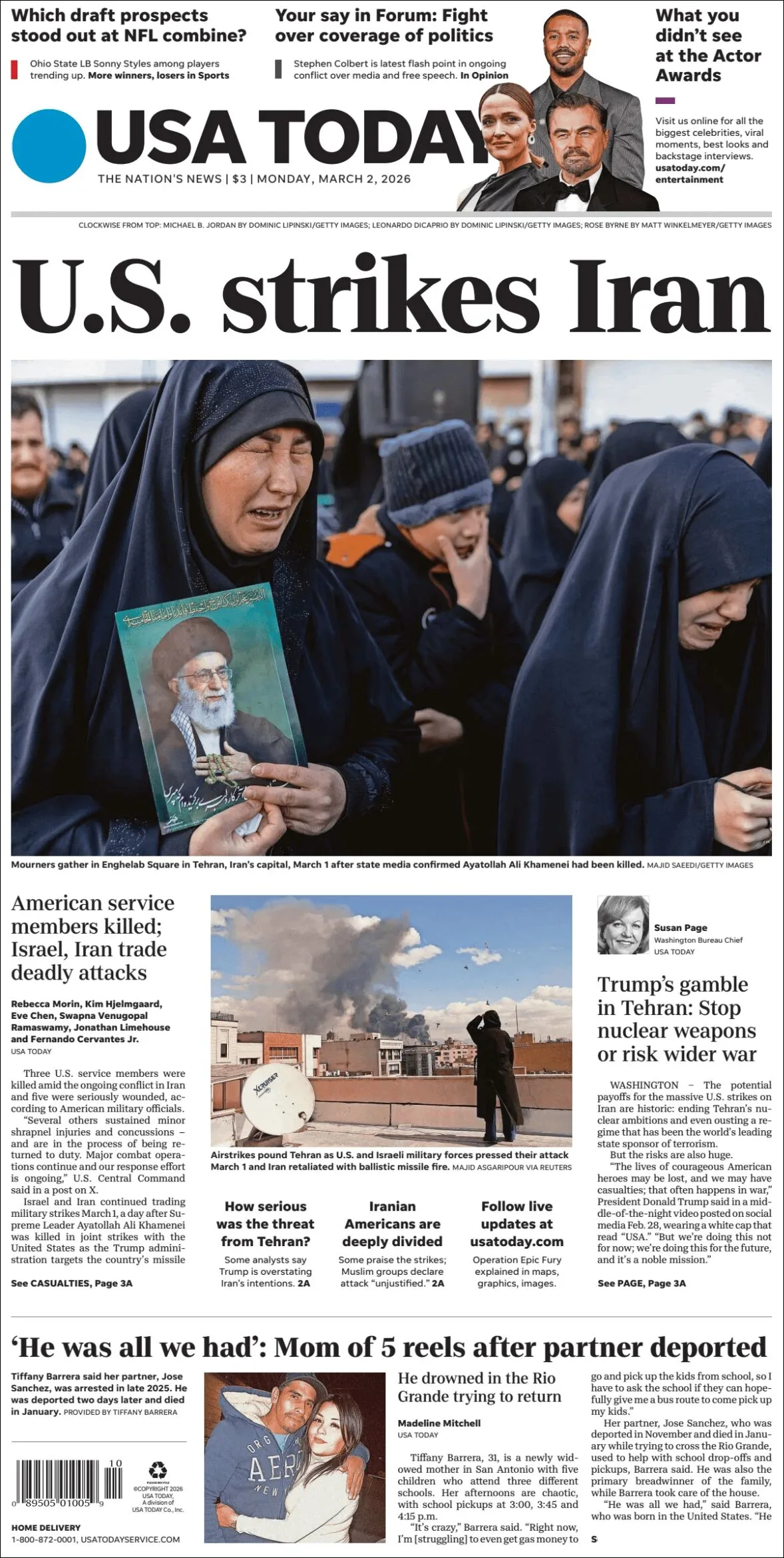 Portada de Usa Today
