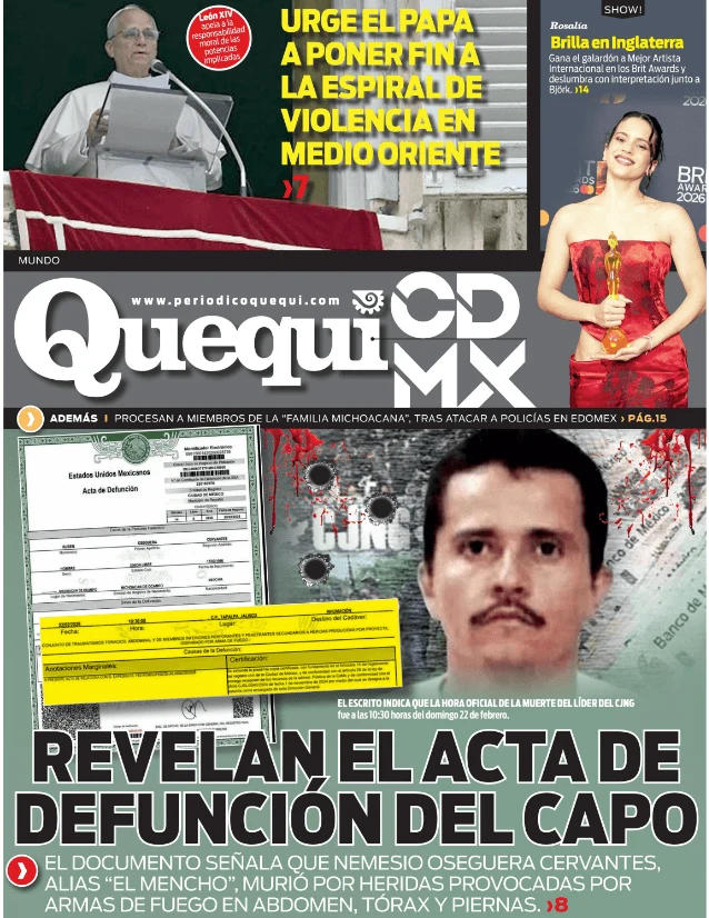Portada de Quequi CDMX (contraportada) del lunes, 2 de marzo de 2026