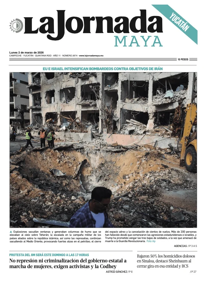 Portada de La Jornada Maya Yucatán del lunes, 2 de marzo de 2026