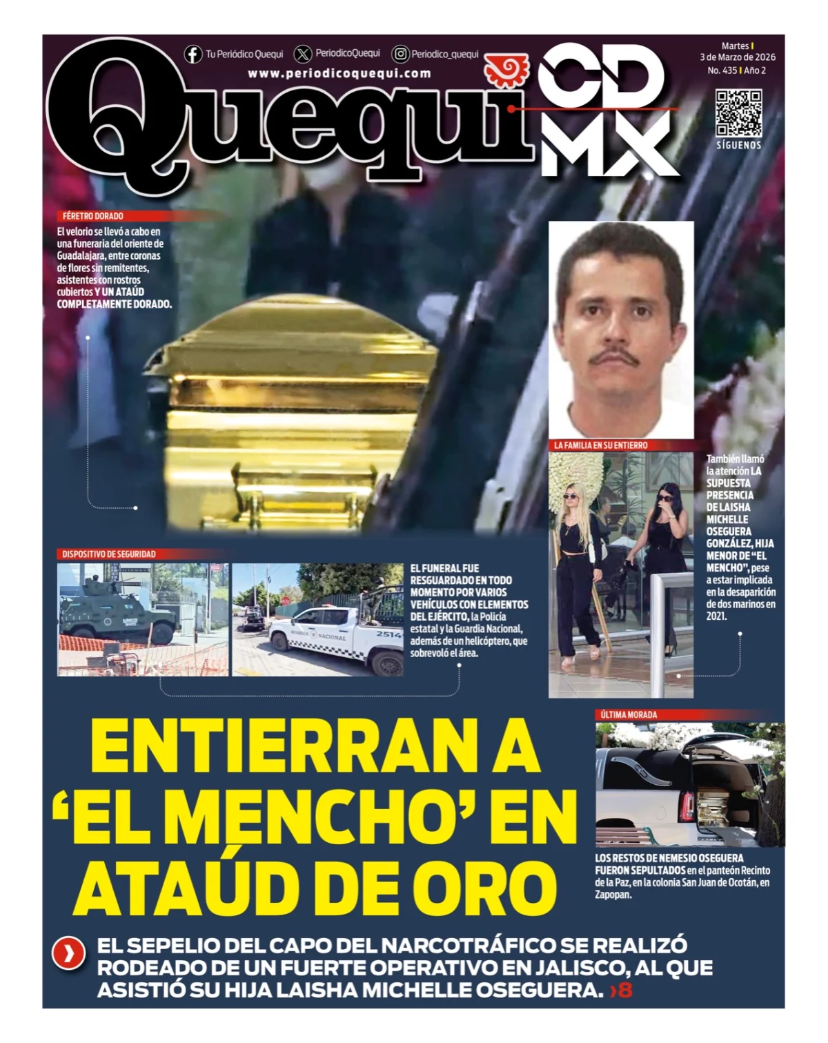 Portada de Quequi CDMX del martes, 3 de marzo de 2026