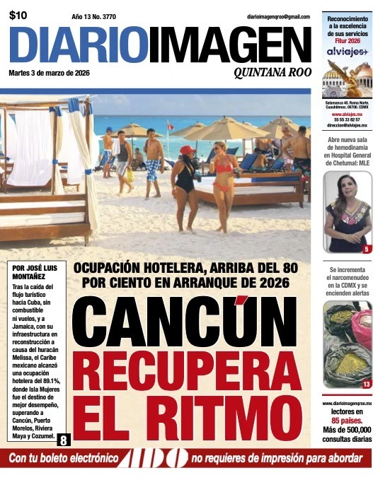 Portada de Diario Imagen Quintana Roo del martes, 3 de marzo de 2026