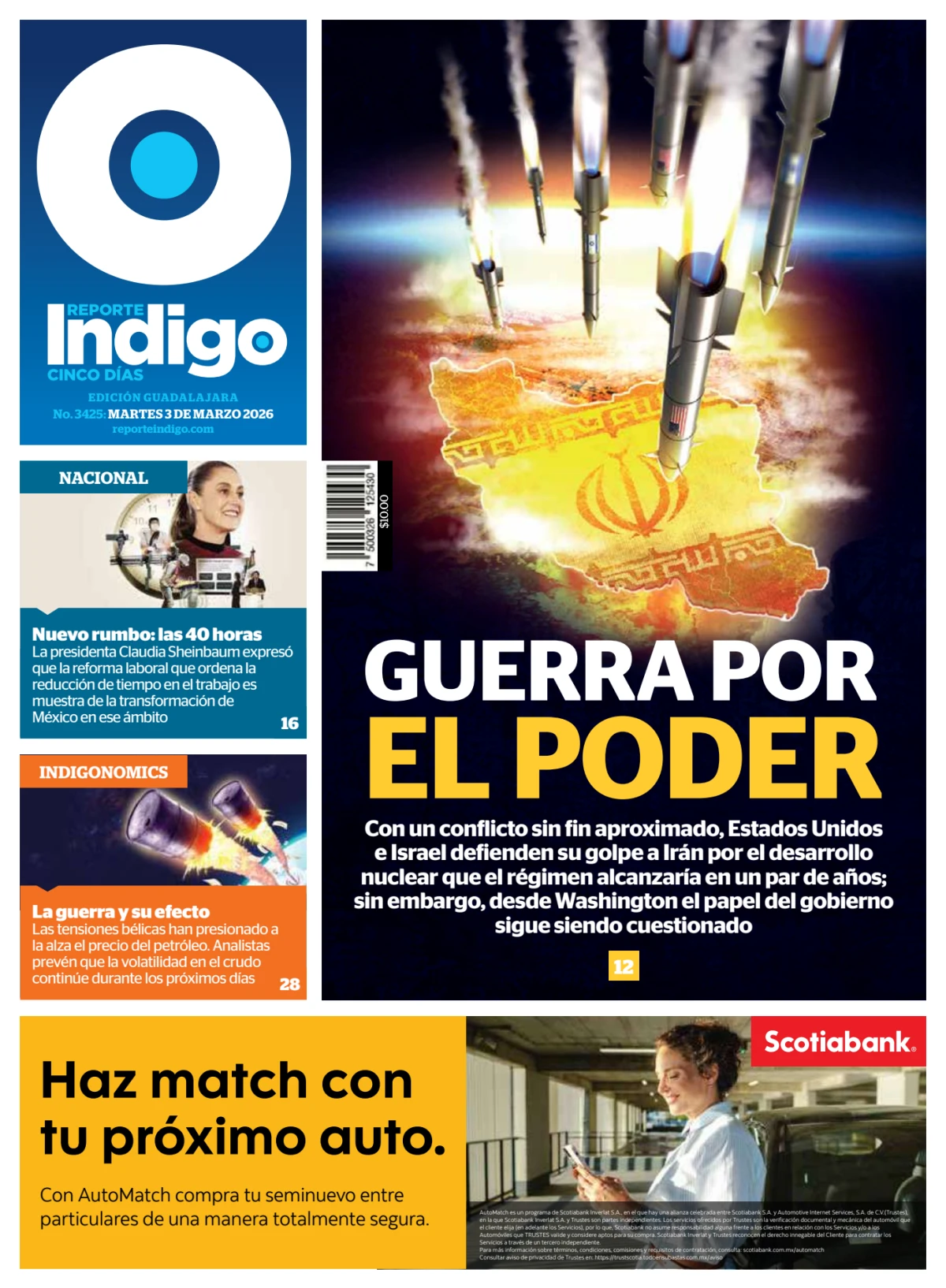 Portada de Reporte Indigo Guadalajara del martes, 3 de marzo de 2026