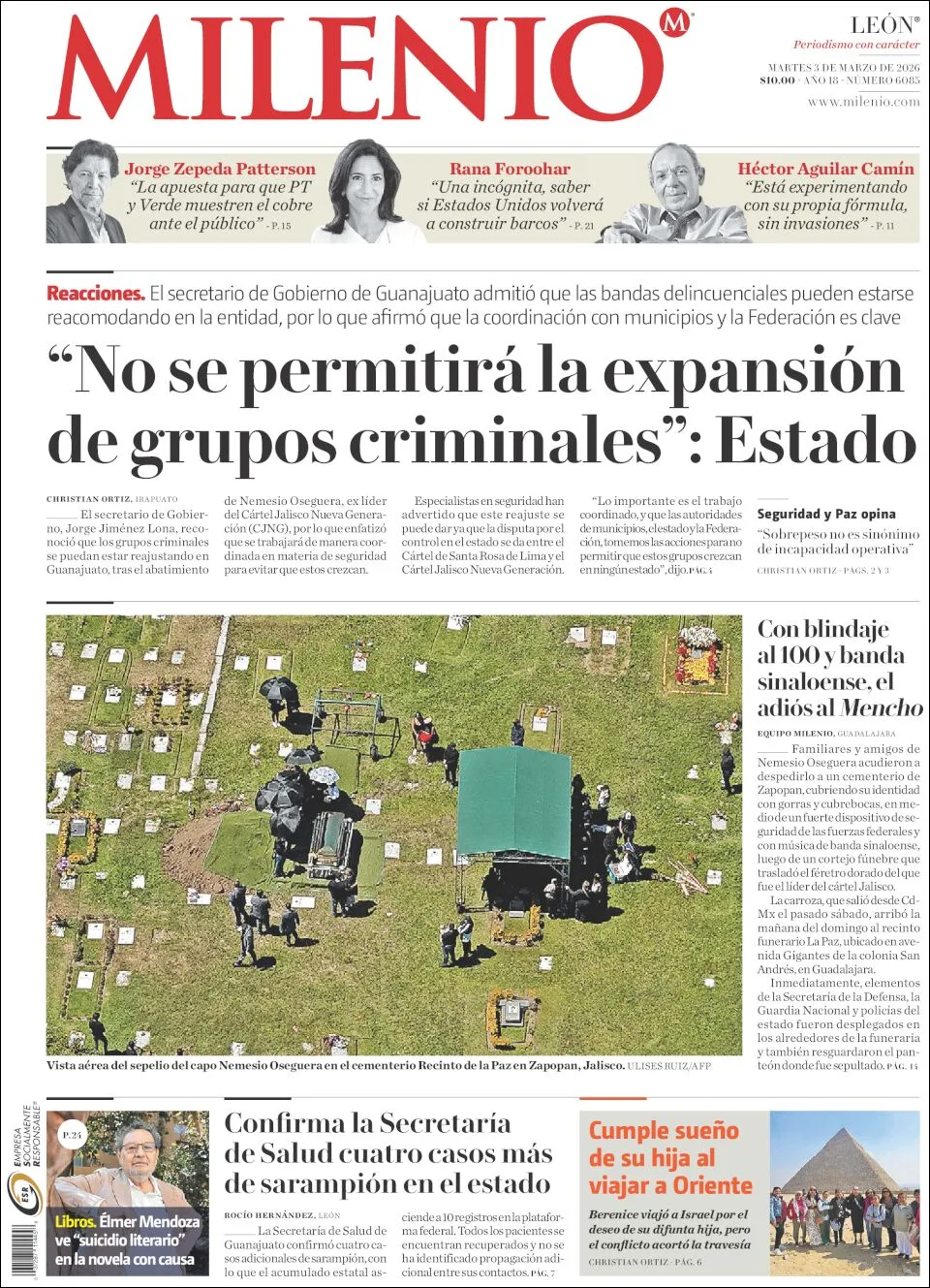 Portada de Milenio Leon del martes, 3 de marzo de 2026