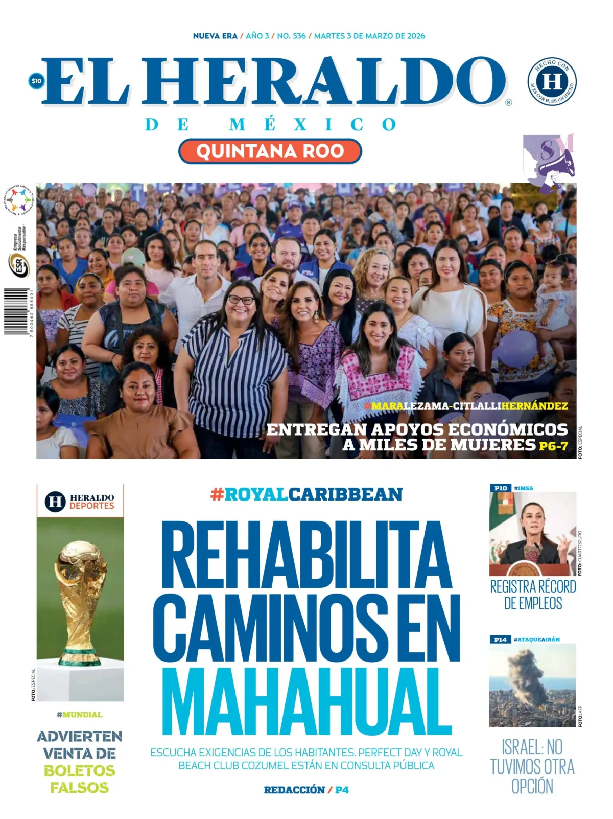 Portada de El Heraldo de Mexico - Quintana Roo