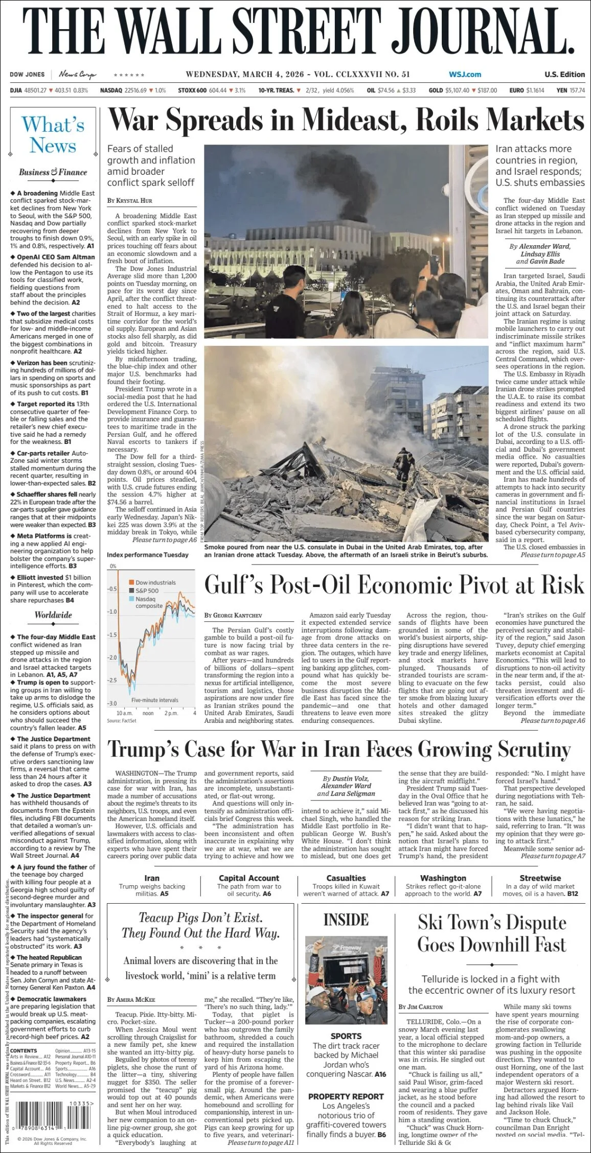 Portada de The Wall Street Journal