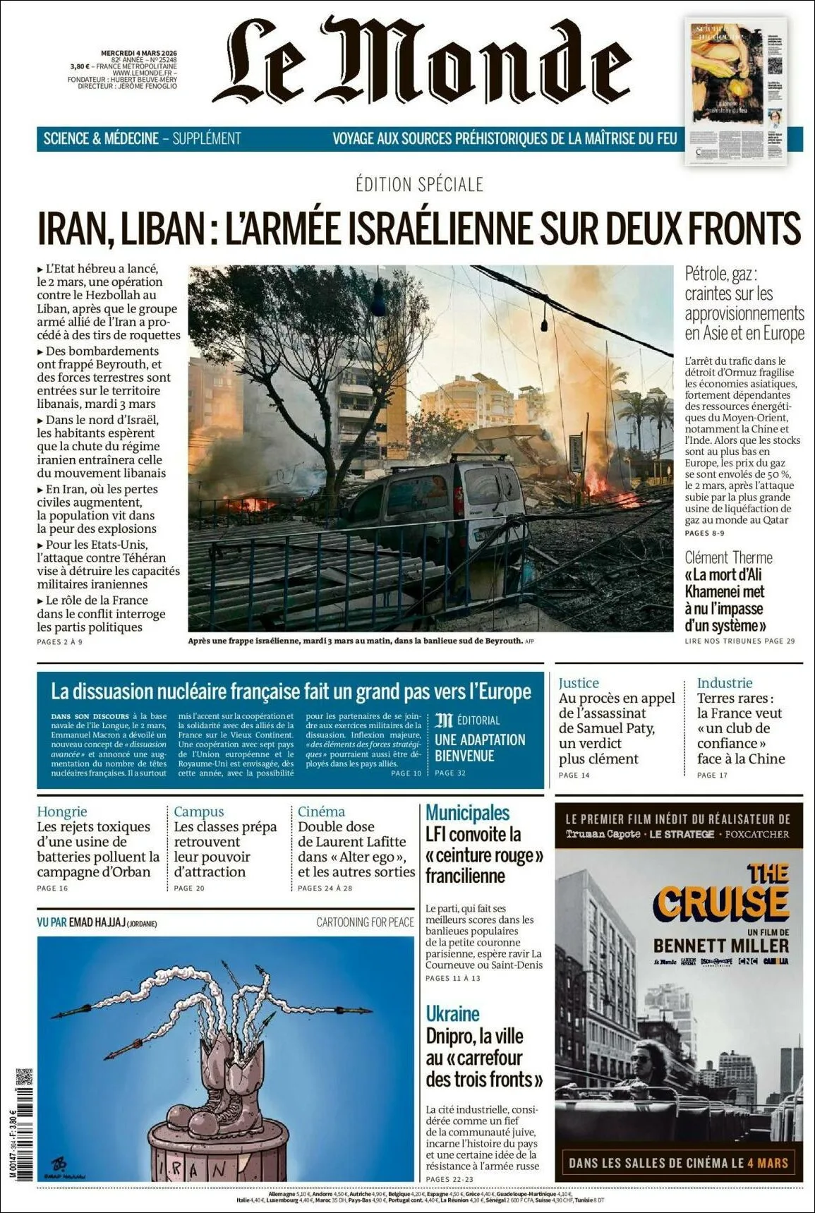 Portada de Le Monde del miércoles, 4 de marzo de 2026